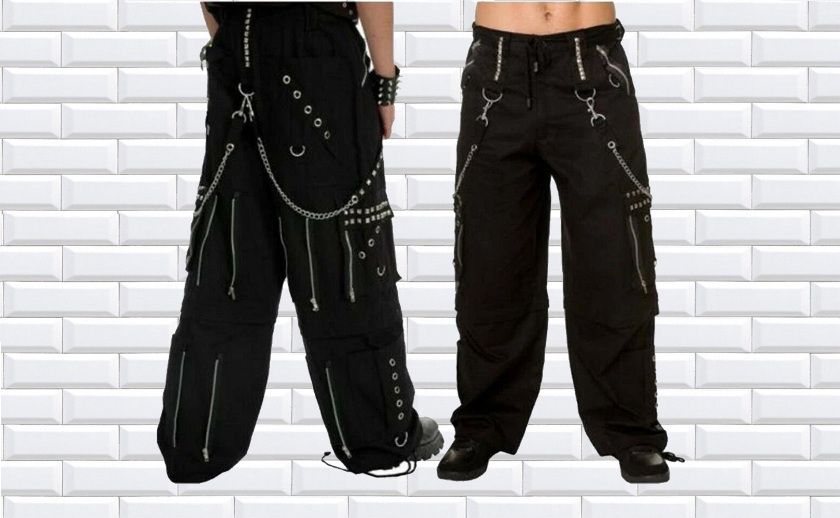 Women's Chains Rhinestones Punk Emo Pants Straps Baggy Pants