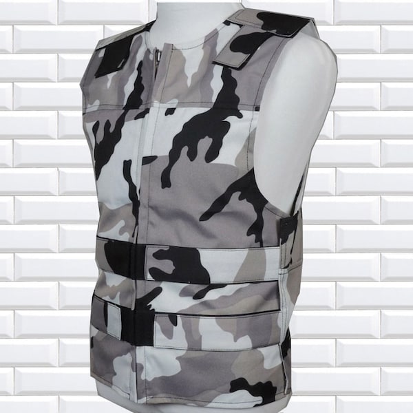 SNOW CAMO - Cordura - Bulletproof Style Motorcycle Vest