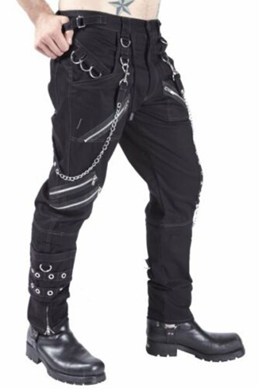 Men's Handmade Gothic Black Pant Eyelets Cargo Bondage - Etsy