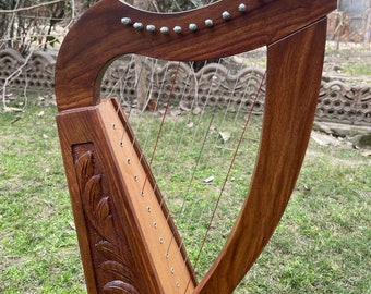 handmade Irish Harp 12 Strings Sheesham Wood Celtic Lever Harp Folk Harp+ Free Carry Bag & Lyre harp Tunning key And Nylon Mono Tech Strings