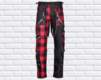 Men Damned Checked Pant Men Gothic Clothing Men Gothic Pant Black and red Dead Threads