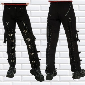 Dead handmade Threads Goth Black Buckles Zips Straps Trousers Goth Punk Cyber Pants