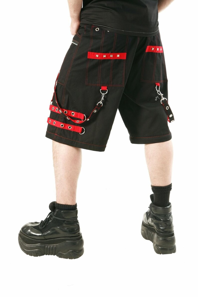 Gothic Men's Handmade Green Thread Rocker Bondage 4 Pocket Trouser Punk Rock Black/ Green Stitch Pant