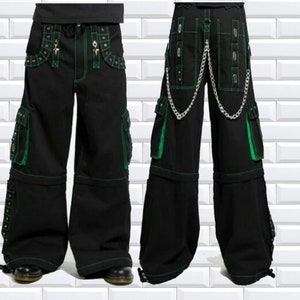 HAND MADE Electro Bondage Rave Men Gothic Cyber Chain Goth Jeans Punk Rock Pant Trouser