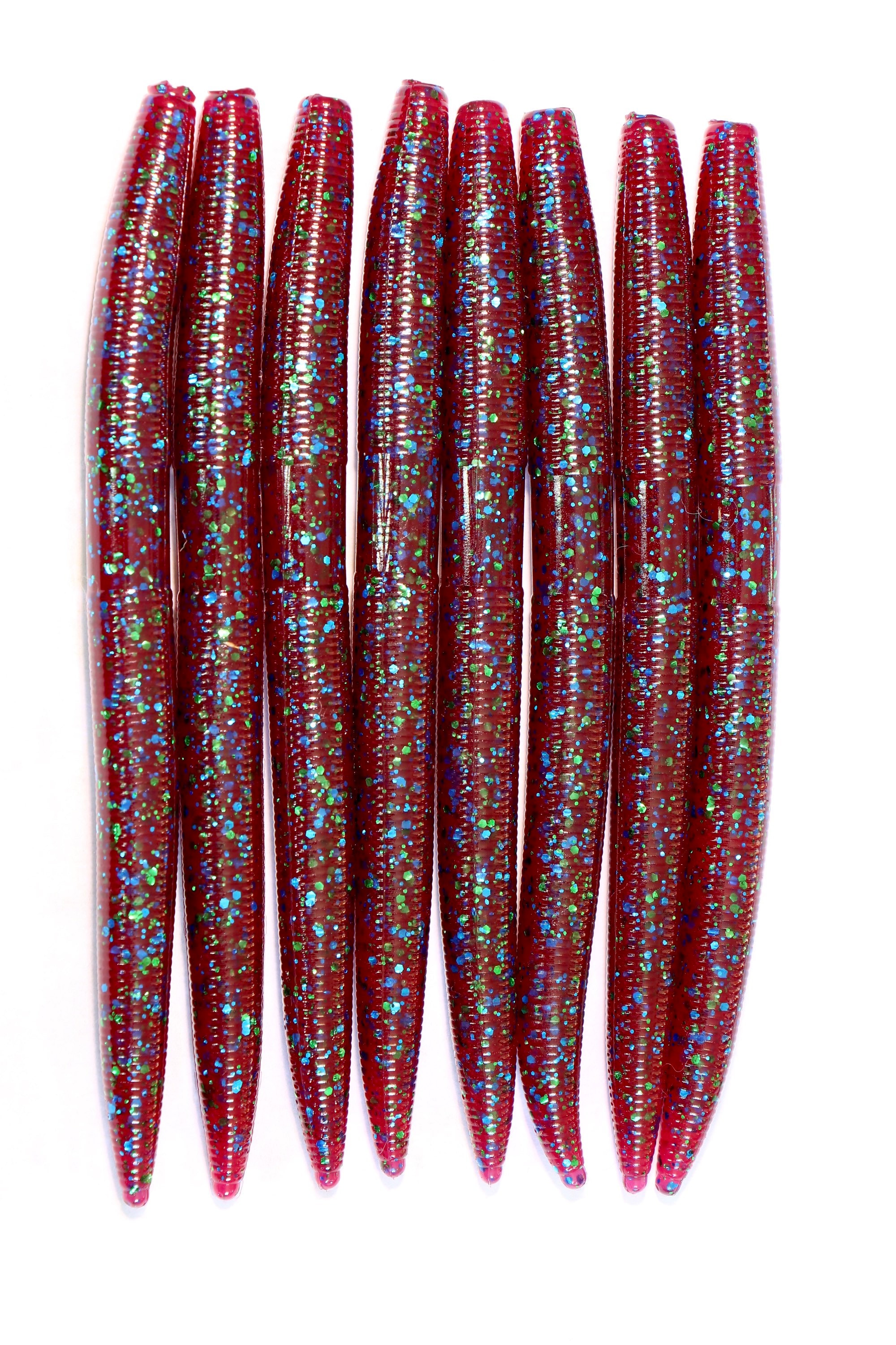 5 Plum Apple Stick Worm, Soft Plastic Bait, Senko Style, Bass Fishing