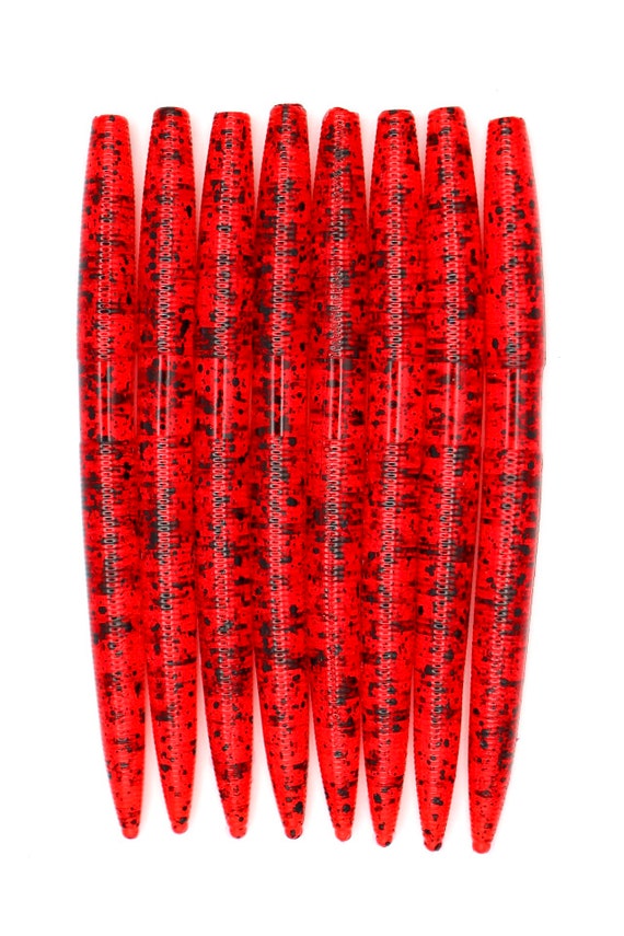 5” Cherry Seed stick worm, soft plastic bait, senko style Warning this  color can bleed into other baits store separately
