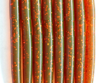 5” Motor Oil Orange stick worm, 8 per pack