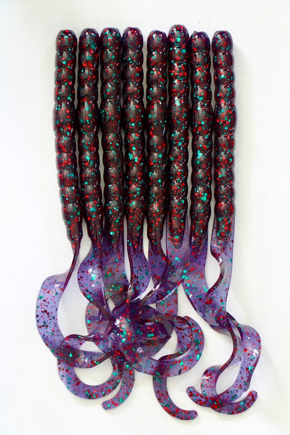 7.5 Junebug Red Ribbon Tail Worm Soft Plastic Bait Etsy