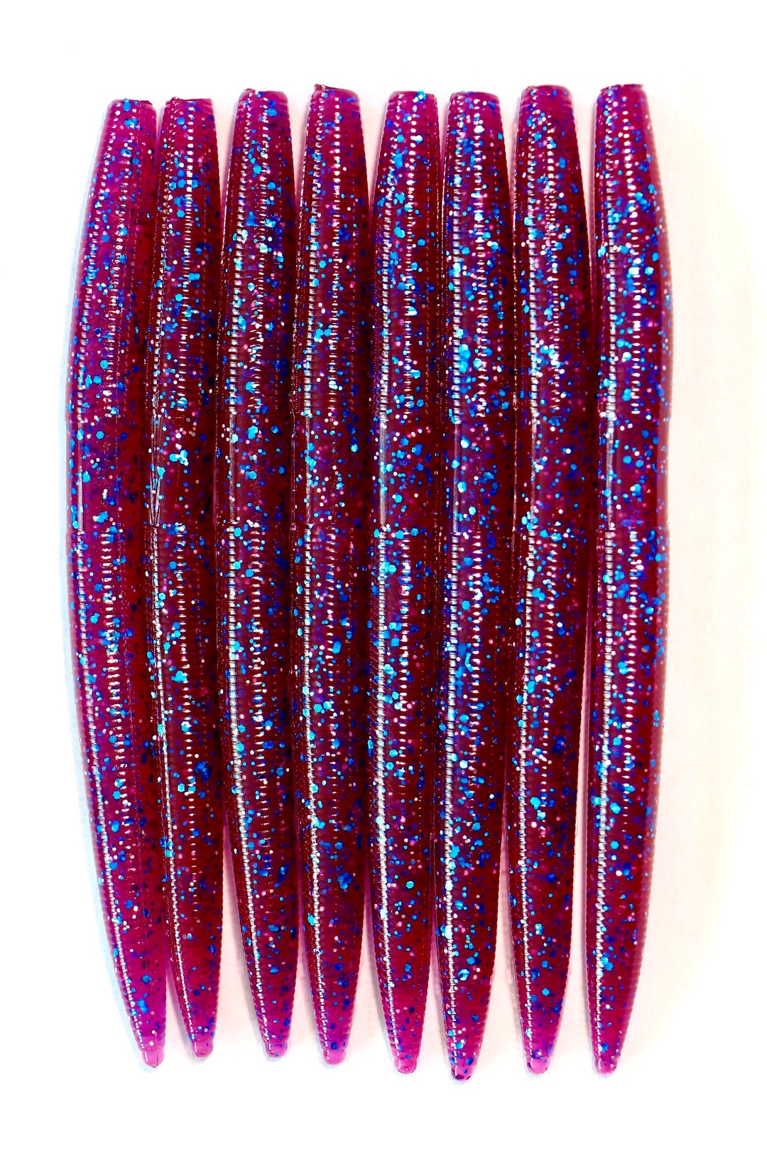 5 Plum Crazy Stick Bait, Soft Plastic Bait, Senko Style, Bass Fishing
