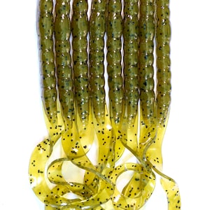 7.5” Green Pumpkin ribbon tail worm, soft plastic bait