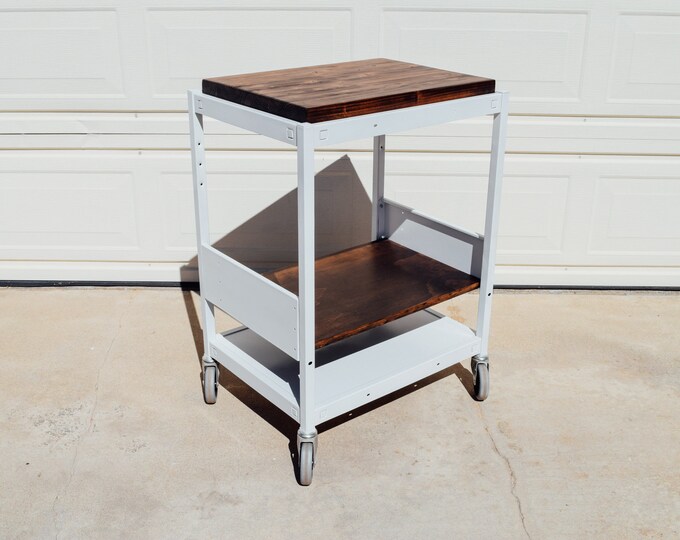 Upcycled Utility Cart/bar Cart White Cart/dark Stained Wood Etsy