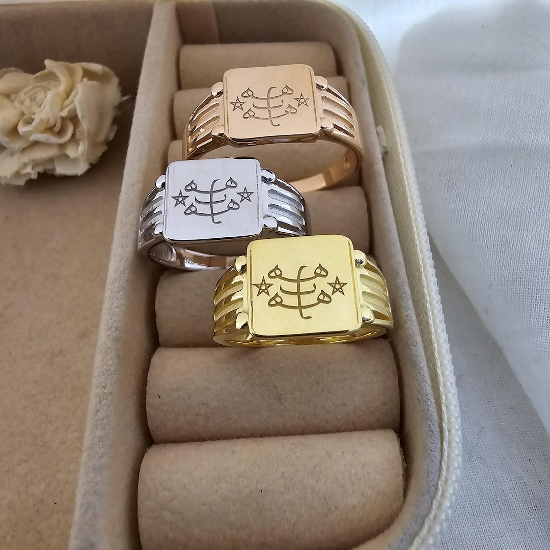 Baha'i Ring Stone Symbol Ring, Men Women Ring of Declaration Bahai ...