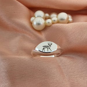 Deer Ring, Cute Deer Ring, Reindeer Signet Ring, Stag Ring, Animal Ring, Animal Lover Gifts, Deer Gifts, Women&#39;s Ring, Christmas Jewelry