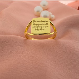 Anillo con cita personalizada, cita grabada, regalo con citas, regalos personalizados "Sigue creciendo", joyería motivacional e inspiradora, anillo para hombre y mujer.