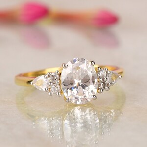 Oval Cluster Ring, Oval CZ Ring, Wedding Bridal Anniversary Engagement Ring, 925 Sterling Silver Ring, Gold Vermeil Ring, Christmas Rings