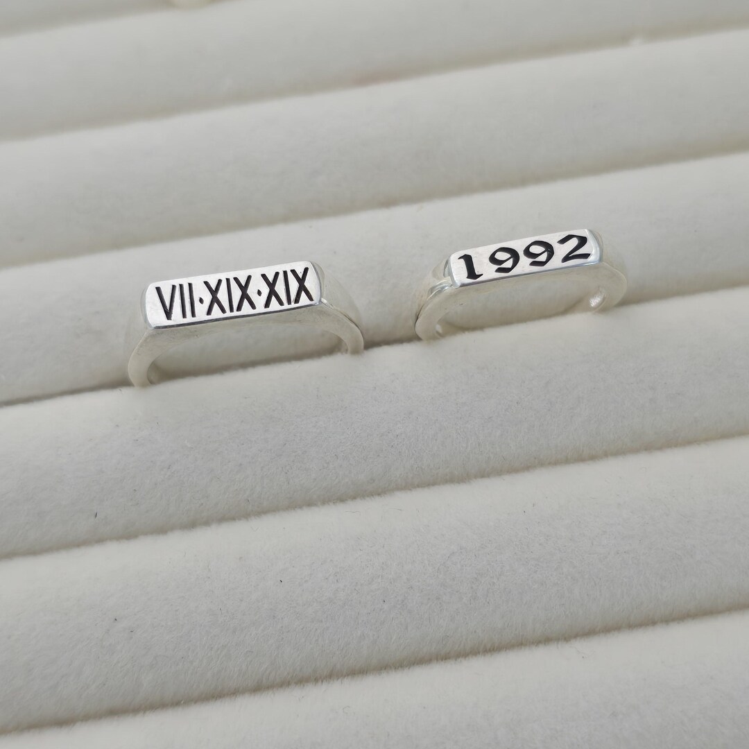 Personalized Name Date Year Engraved Ring | Custom Ring | Sterling ...