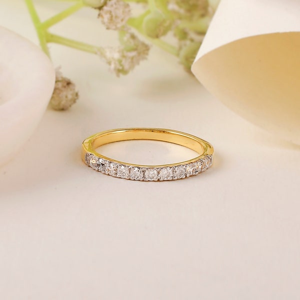 Beautiful 2 mm Round Cut CZ Eternity Ring, 925 Sterling Silver, Mothers Day Gift, Stacking Ring, Eternity Band, Gold Vermeil, Gift for Mom