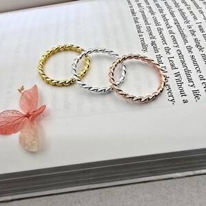 Twisted Rope Ring 14K Gold, Stackable Ring, Braided Ring, Dainty Twisted Band Jewelry, Eternity Ring, Wedding Band, Birthday Gift