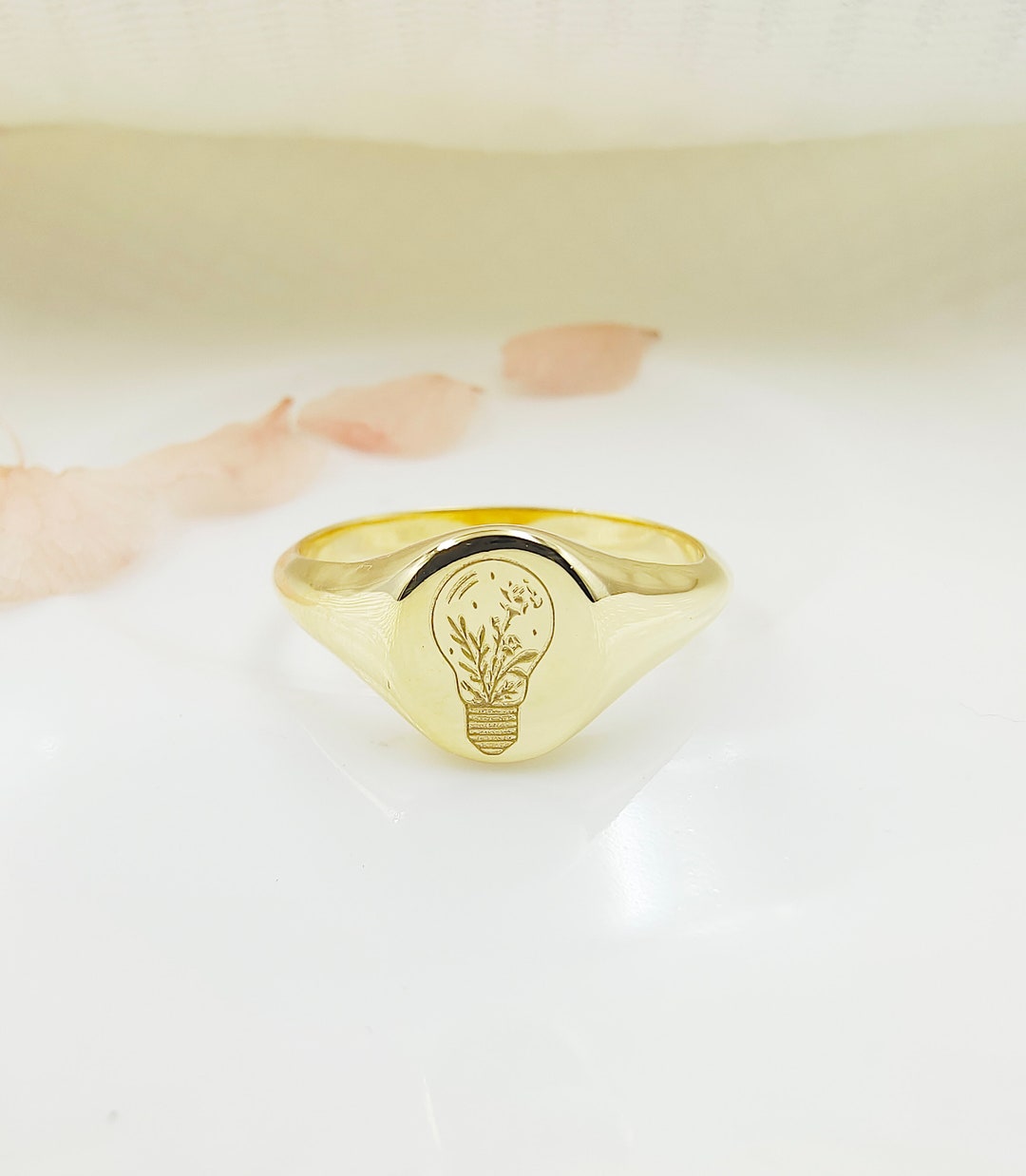 Floral Lightbulb Lightbulb Ring 14k Gold Vermeil Flower Etsy