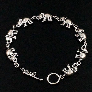 Sterling Silver Elephant Bracelet,Solid 925 Silver Bracelet,Chain and Link Silver Bracelet,Dainty Silver Bracelet, Indian elephant bracelet