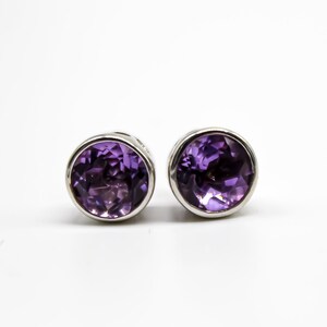 Amethyst Stud Earrings, Sterling 925 Silver Earrings, February Birthstone, Semi Precious Gemstone Earrings, Dainty Earring, Christmas Gifts