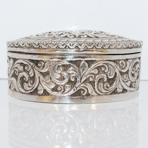 Silver Carved Box,Solid 900 Sterling,Free Engraving,Personalized,Pocket Multi-Use Box,Jewellery Antique Box,Multipurpose Box,Art Silver Gift