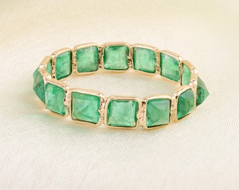 Emerald Ring, Gold Emerald Ring, emerald eternity ring for her, natural emerald band, emerald wedding band,18K/14K/9k Solid Gold Women Ring