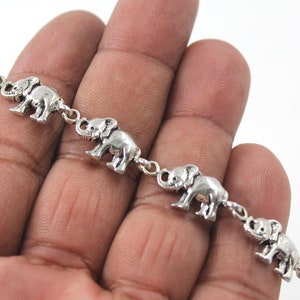 Sterling Silber Elefant Armband, Solid 925 Silber Armband, Kette und Link Silber Armband, Stapel Silber Armband, indische Elefant Armband