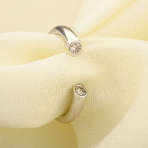 Everyday Simple Natural Diamond Open Band Ring in 14kt white gold gift for her, Everyday Minimalist Ring Open Slice Ring, Stackable Ring