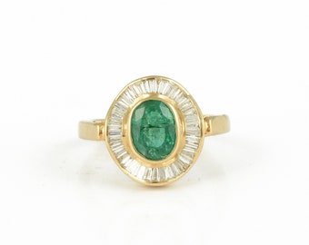 Solid 18K Yellow Gold Ring, Classic Emerald Diamond Gold Ring, May Birthstone Ring, Precious Gemstone Ring, Solitaire ring, Promise Ring