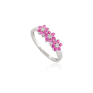 Massief 925 sterlingzilver natuurlijke robijn diamant geboortesteen juli geboortesteen bruiloft griffende bloemvorm ring cadeau voor haar