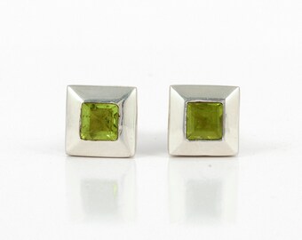 Natural Peridot Silver Tuxedo Cufflink, Solid 925 Sterling Silver Cufflink,  Handmade Cufflink ,Birthstone Cufflinks, Rare Father&#39;s Day Gift