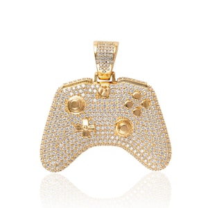 Wisiorek kontrolera Xbox, męska biżuteria Iced Out, stacja PlayStation, łańcuszek kontrolera gier, prezenty dla graczy, urok Geeky, gracz wideo, gracz konsoli