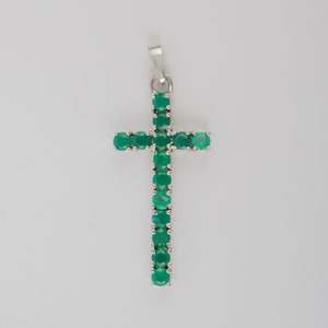 Green Onyx Cross Silver Pendant, 925 Sterling Silver Cross Pendant, August Birthstone, Cross Pendant,Statement Silver Charm,pendant necklace