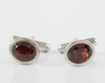 Natural Garnet Cufflinks, Solid 925 Silver Cufflinks, Handmade, January Birthstone, Groomsmen Gift, Gift For Him, Rare Gift,Wedding Gift