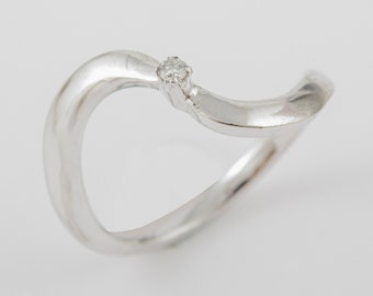 Elegante anello in argento con diamante, anello in argento sterling 925, anello in argento etnico, anello di promessa fatto a mano, anello di dichiarazione di moda, anello con pietra portafortuna