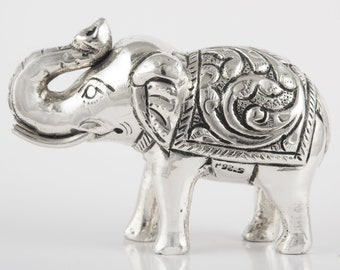 Solid Silver Elephant Statue, Special Indian elephant Trunk up, Silver Statue for temple, Home Decor, Elephant for Pooja purpose