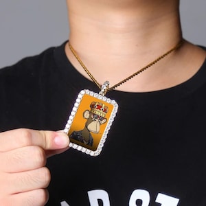 Custom NFT Necklace Crypto Gift,  BAYC,  NFT ,  925 Sterling Silver Pendant,Iced Out ,Crypto,Bored Ape Yacht Club, Nft Pendant,Blockchain