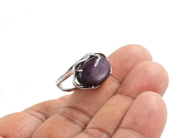 Natürlicher Stern Rubin Silberring, massiv 925er Silber, Juli Geburtsstein Ring, Ring mit einzigartigem Design, Statement Ring, Geschenk für sie