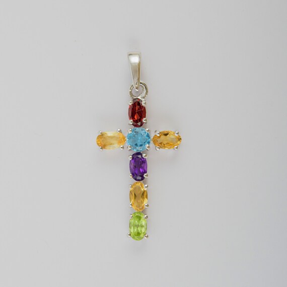 Multistone Multicolor Charm Necklace 14k Gold-plated Silver Multistone Multicolor Charm Necklace 14k Gold-plated Silver