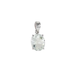 Natural Oval Green Amethyst Sterling 925 Silver Pendant February Birthstone Minimalist Statement Prong Setting Pendant Necklace Gift For Her