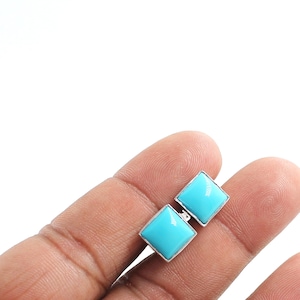 Natural Turquoise Cufflinks, Solid 925 Sterling Silver, Minimalist Cuff links, Birthstone Cufflinks, Tuxedo Cufflinks, Valentine&#39;s Men Gift