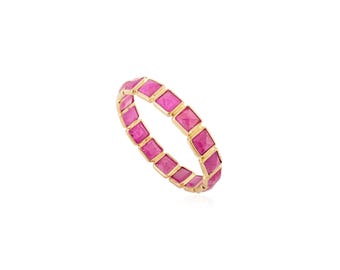 Natural Ruby Gold Band Ring in 9K/14K/18K Gold Band Ring, Ruby Band, Stackable Ring, July Birthstone Ring Eternity Band, Gift For Her