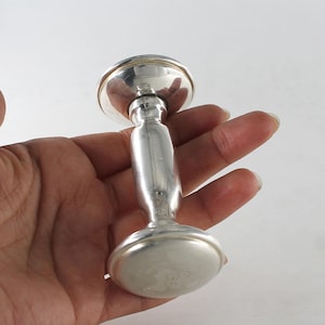 925er Silber Rassel mit Pfeife Spielzeug, 925 Sterling Silber, Kostenlose Gravur, Personalisiert, Babyparty Geschenk, Geschenk für Neugeborene Babys, Dumbbel Rassel