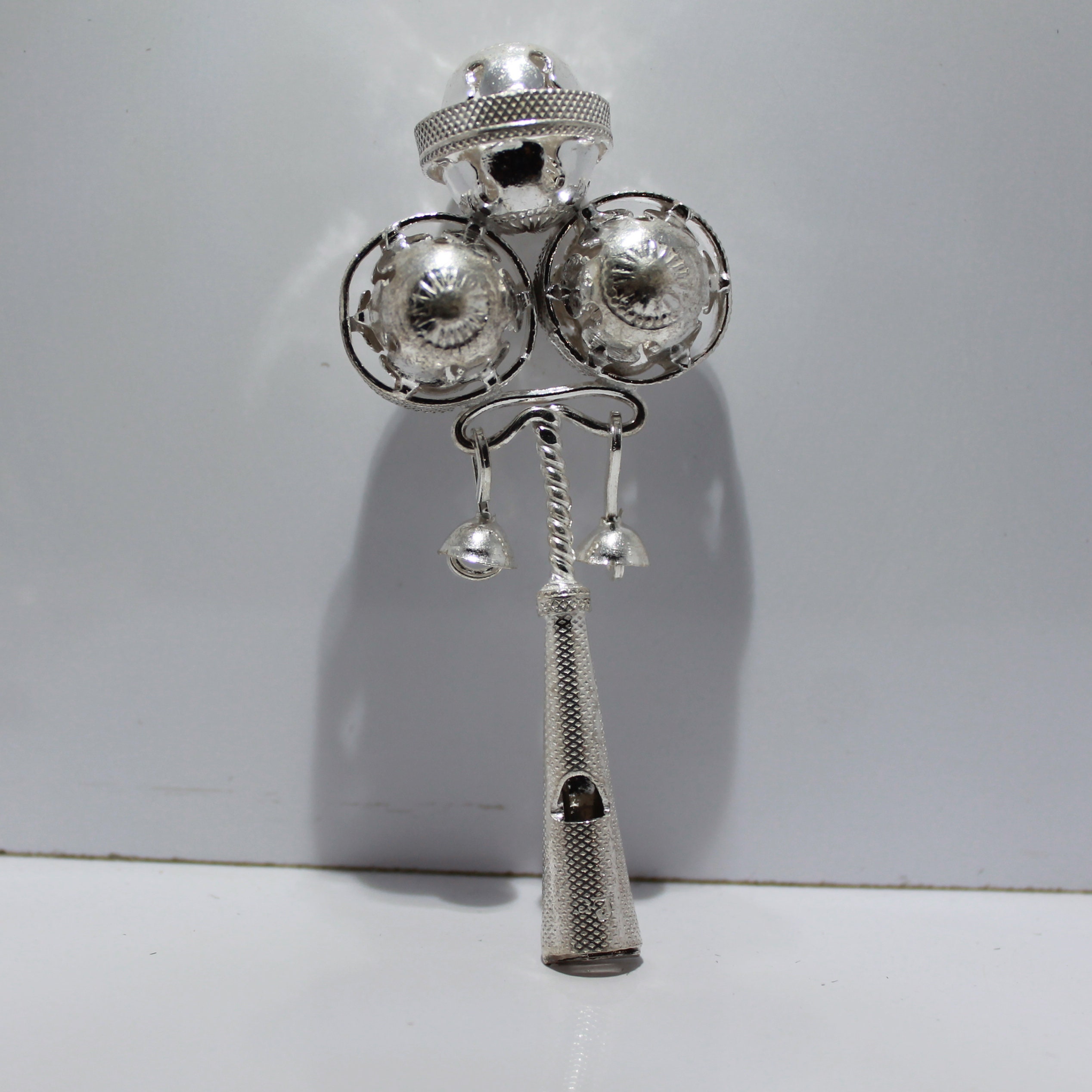 925 Silver Rattle With Whistle Toy,925 Sterling Silver,free