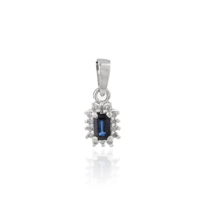 Natural Blue Sapphire Diamond Sterling 925 Silver September Birthstone Cluster Charm Pendant Necklace Gift For Her