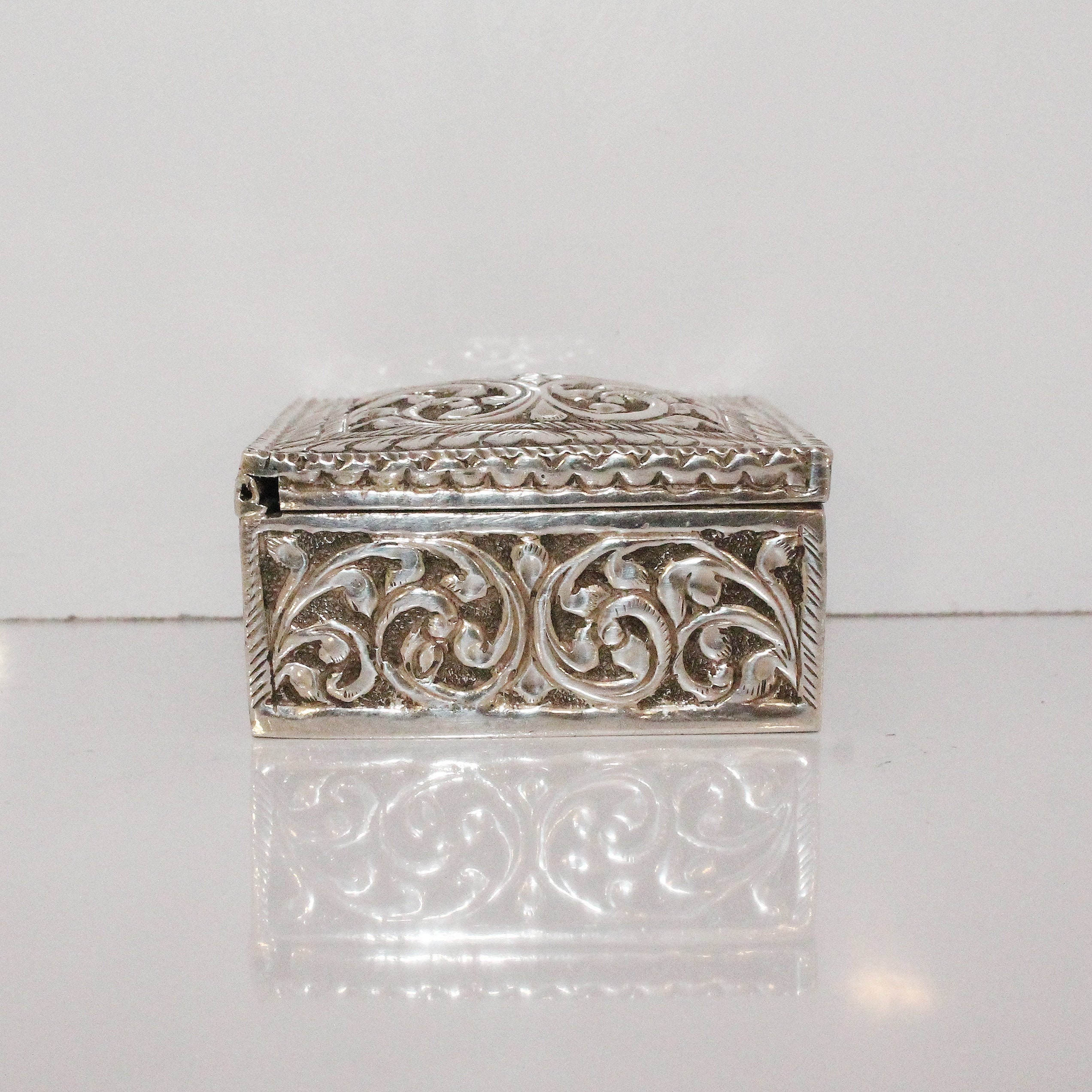 Boîte en argent sculpté, solide 900 sterling, gravure gratuite, personnalisé, boîte de poche multi-usage, bijoux en argent antique, cadeau d'art polyvalent en argent