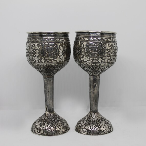 工芸ガラス　ワイングラス　SILVER925　薔薇刻脚　時代箱付　G　R7306 工芸ガラス ワイングラス SILVER925 薔薇刻脚 時代箱付 G R7306