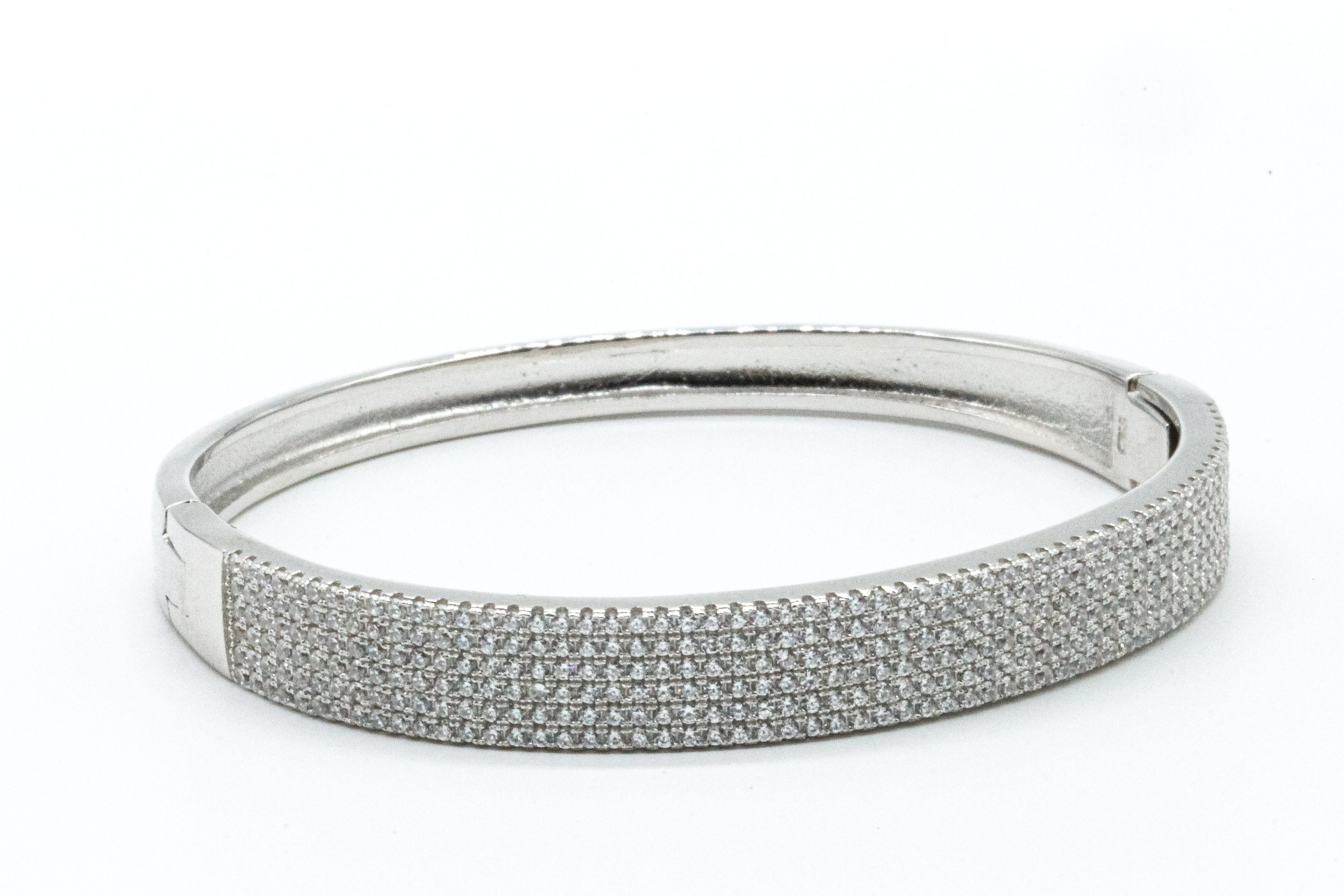 Cubic Zirconia Bracelet 925 Sterling Silver Bracelet Lock Etsy