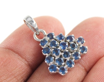 Blue Sapphire Sterling Silver Pendant Necklace, September Birthstone